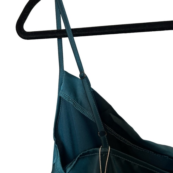 Slip Dress XXXITICAT Teal Green Slipdress Midi Length Adj Straps Draped Neckline - Picture 5 of 10